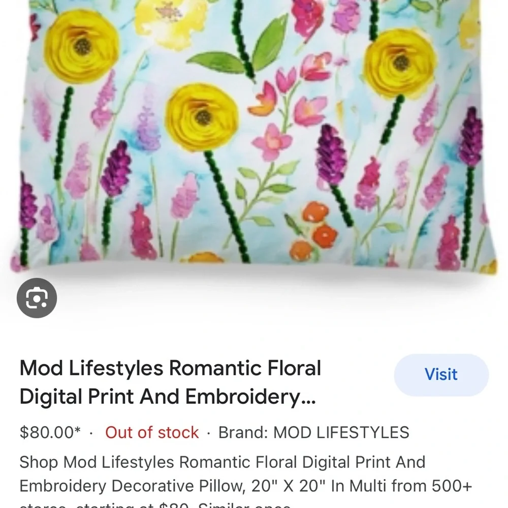 Mod Lifestyles Multi Color Butterfly‎ Embroidery Pillow 20
